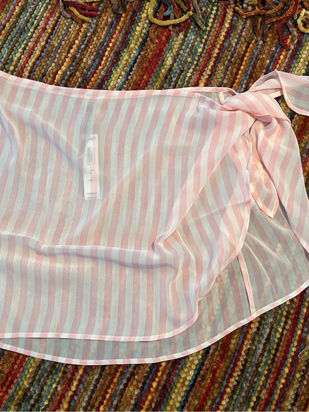 Victoria's Secret classic Pink and White Striped Swim Sarong size medium NWT - Picture 2 of 8